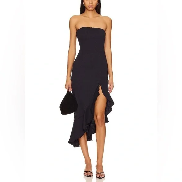 Free People Made Me Blush Midi Dress Black Gauzy Boho Beachy NWOT S - Picture 1 of 13